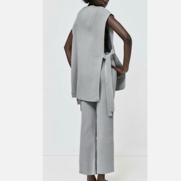 [NEW / ZARA] GREENISH GREY BOWS KNIT VEST - Picture 2 of 4